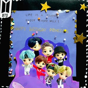 Biglietto pop-up di compleanno BTS fatto a mano / Biglietto d'auguri ispirato al K-pop / Regalo carino per l'esercito / Biglietto di compleanno per i fan dei BTS