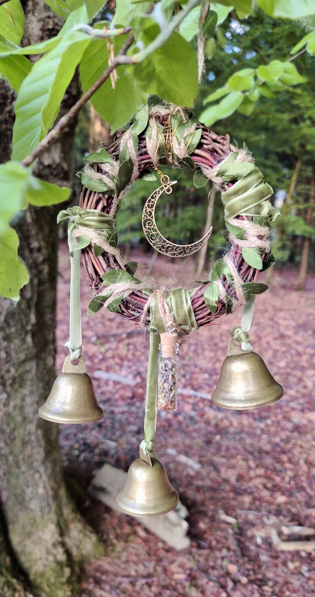 Muzrunq Hexenglocken - 3 Windspiele Mit Segensflasche Für Türdekoration