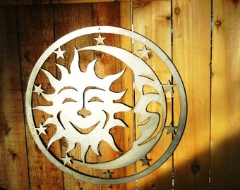 Sun, Moon & Stars Metal Art for Outoors or Indoors - Small