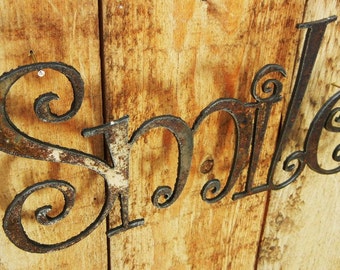 Smile, Metal Word Art for Indoors or Outoors