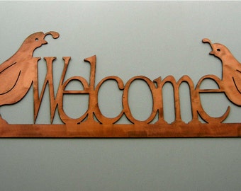 Quail Welcome, Metal Wall Sign