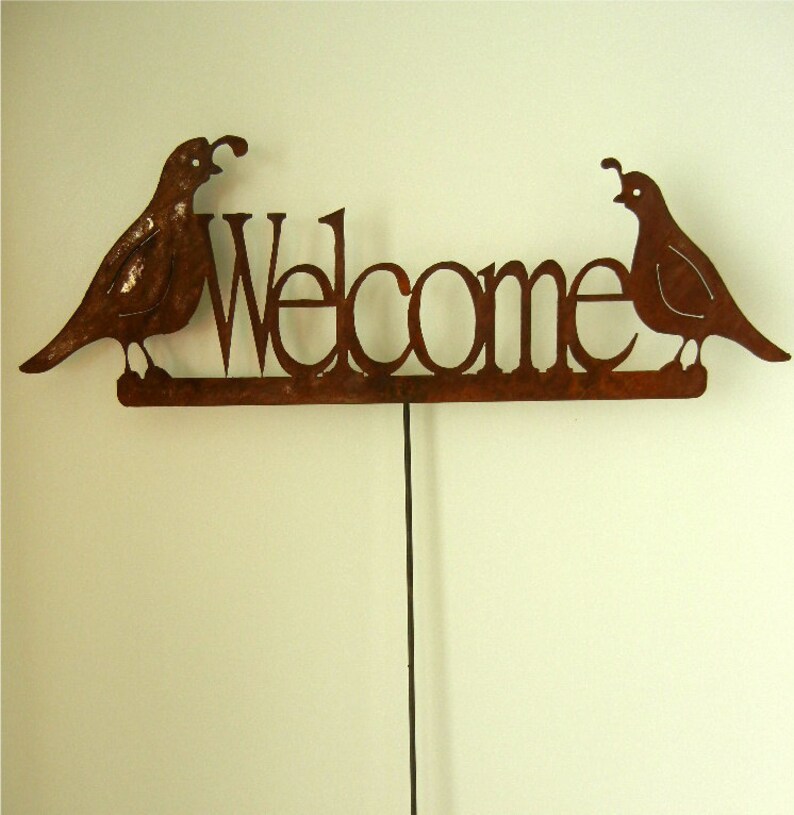 Quail Metal Garden Stake Etsy