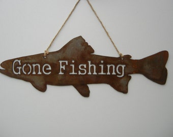 Gone Fishing, Metal Wall Hanging