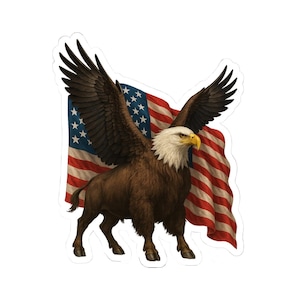 Sticker patriotique aigle bison - sticker coque de téléphone USA Pride, cadeau 4 juillet, drapeau américain jour de l'indépendance - stickers Kiss-Cut, fierté des USA