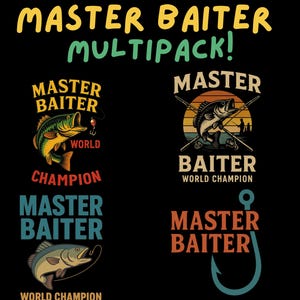 Bundle PNG Master Baiter Fishing – 7 designs amusants pour chemises, autocollants, tasses et plus – téléchargement numérique