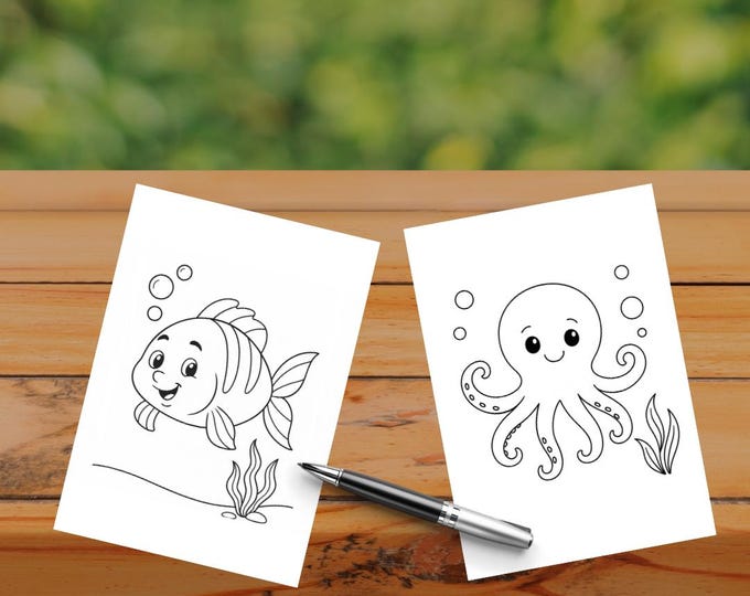 Ocean Animals Coloring Page, Sea Animals Coloring Book, Ocean Printable