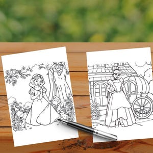 Classic Princess Fairy Tale Coloring Pages for Kids - 5 Printable Sheets