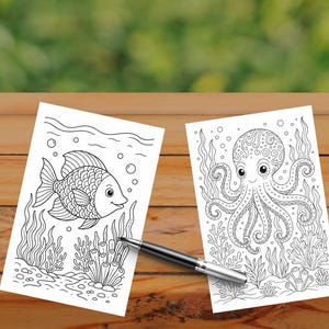 Under the Sea Coloring Pages for Adults - Printable Relaxation Ocean Art