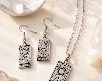 Silver Fortune Charm Jewelry Set: Boho Necklace & Earrings