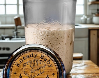 Personalized Sourdough Starter Weck Jar Kit | Or Custom Wood Resin Lid Only , Dry-Erase Trackers, Baker Gift