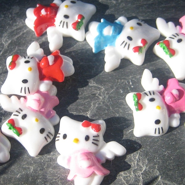 6 - 28mm Hello Kitty Angel Cabs Cabochons - Your Color Choice