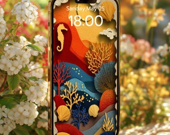 Sueños bajo el mar: Fondo de pantalla de arte abstracto oceánico para teléfono. Fondo de pantalla para móvil.