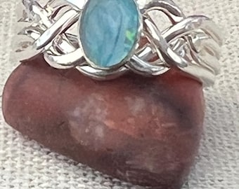 Rompecabezas mediano de 4 piezas con piedra en plata de ley