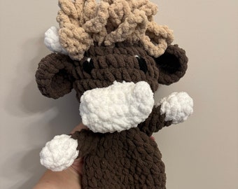 READY TO SHIP Highland Cow Snuggler | Hallie the Highland Cow crochet barnyard friend