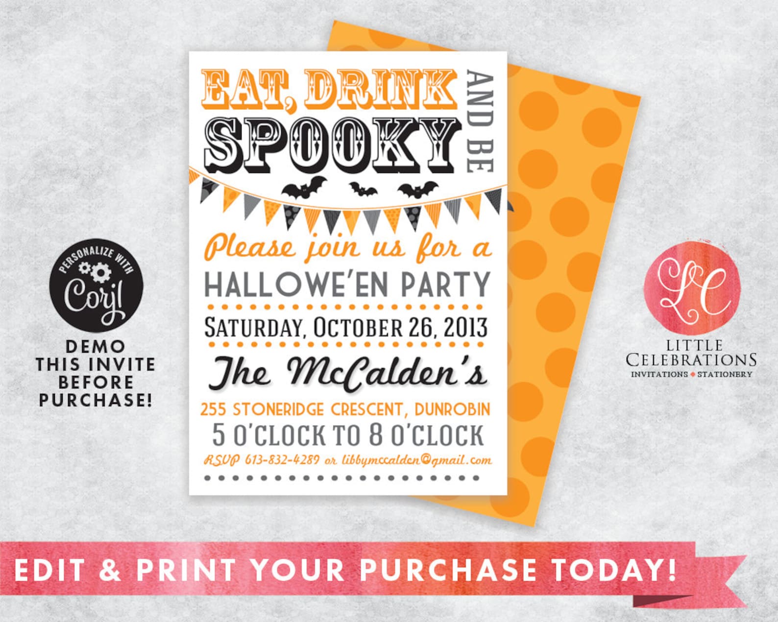 INSTANT DOWNLOAD Halloween Invitation Hallowe'en Etsy