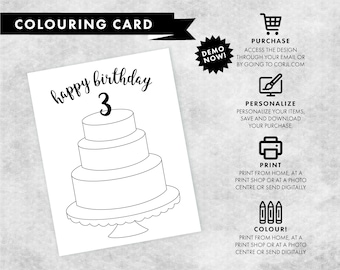 INSTANT DOWNLOAD Design Your Own Cake Colouring Card