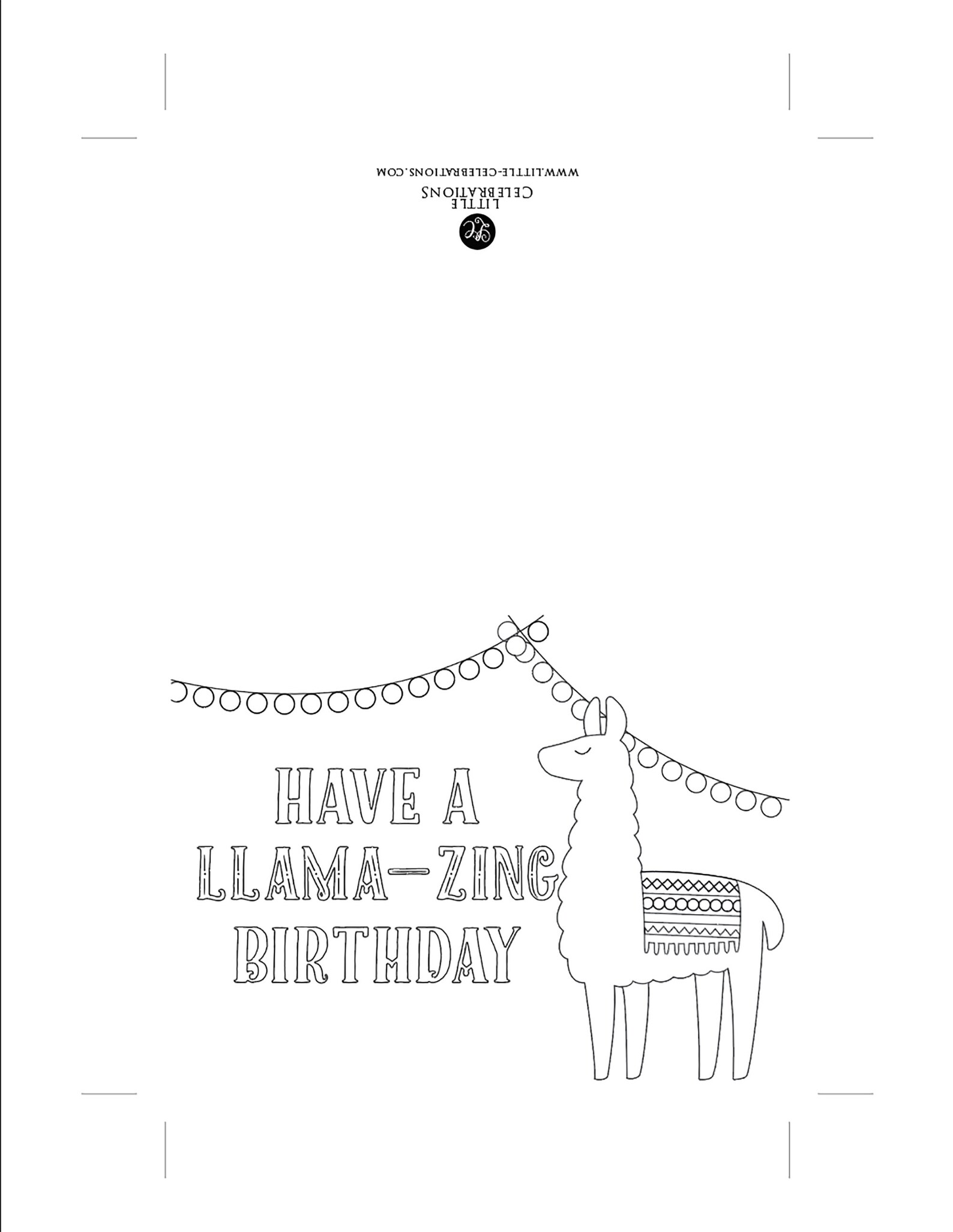 Llama Birthday Coloring Card Instant Download Kids | Etsy