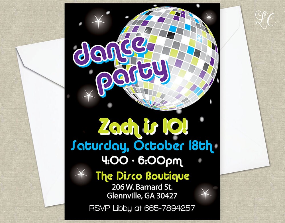 Boys Disco Birthday Party Invitation Dance Birthday Party Etsy