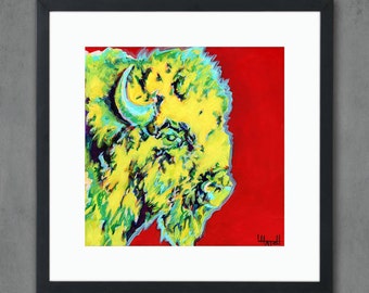 Prairie Thunder Bison Buffalo Giclee Art Print from Original Painting - Signed Limited Edition Laurel Hatch Studio