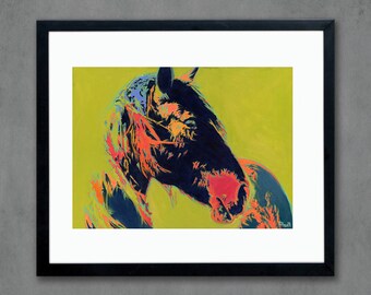 Giclee Art Print przedstawiający konia z globusem z oryginalnego obrazu – podpisana edycja limitowana Laurel Hatch Studio