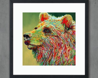Tulsa Grizzly Bear Fish Giclee Art Print from Original Painting - Signed Limited Edition
