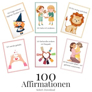 Affirmationskarten für Kinder zum Ausdrucken | 100+ positive Affirmation | Sofort-Download | Montessori inspiriert