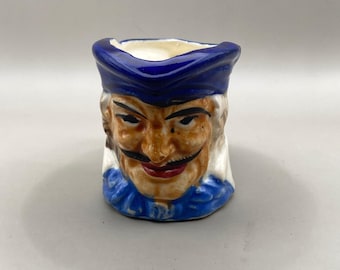 Vintage Pirate Toby Jug Miniature Pitcher Made in Japan Blue White Ceramic 2 in