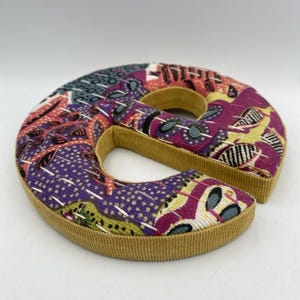 Anthropologie Letter E Lower Case Fabric Patchwork Boho Wall Decor Multicolor image 3