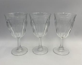 Duralex Picardie Clear Tempered Glass Wine Goblets Set of 3 Made in France 6.5in
