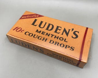 NOS Sealed Box Original Vintage Luden's Menthol Cough Drops Medicated 1950s