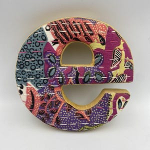 Anthropologie Letter E Lower Case Fabric Patchwork Boho Wall Decor Multicolor image 1