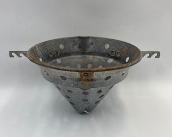 Vintage Galvanized Metal Chinois Conical Strainer Rustic Farmhouse Colander 7in