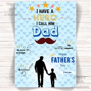 Tarjeta imprimible del Día del Padre, regalo para el Padre, hermosas tarjetas de Feliz Día del Padre, ideas de regalos para el Día del Padre, descarga instantánea, el mejor regalo