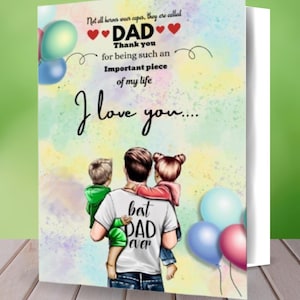 Tarjeta imprimible del Día del Padre, regalo para papá, hermosa tarjeta de Feliz Día del Padre, ideas de regalos para el Día del Padre, descarga instantánea, el mejor regalo