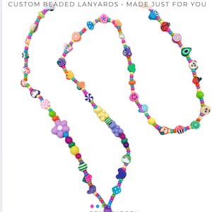 Colorful Maximalist Beaded Badge Holder | Complimentary Personalization | Teacher Lanyard, Dopamine Dressing ID Necklace, Cute Work Accessor image 20