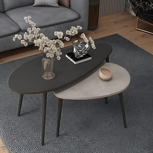Oval Coffee Table - Solid Wood Ellipse Table for Living Room - Custom Coffee Tables - Oval Mid Century Table - Living Room Oval Coffee Table