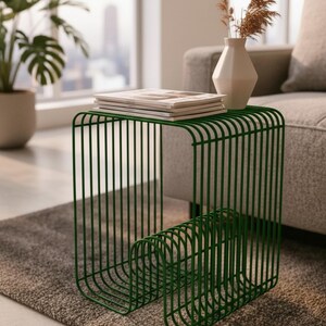 Modern Silver Wire Side Table – Stainless Steel Accent Table, Nightstand