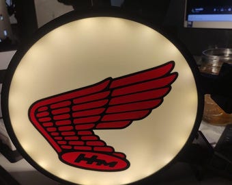 Luminária de parede com o logotipo da Honda - Luminária de parede impressa em 3D - Luminária de parede redonda vintage - Decoração para garagem e espaço masculino - Presente para entusiasta de carros