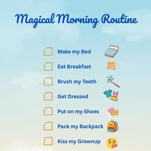 Kids Morning Routine Chart Printable | Checklist for Toddlers and Kids | Magical Morning Routine | Instant Download