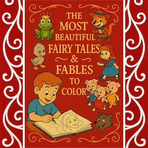 Fairy Tales & Fables Coloring Book – 15 Classic Stories + 15 Coloring Pages – Printable PDF – A4 Format – Instant Download