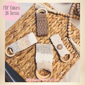 Crochet PDF pattern BUNDLE.  Crochet Tea Towel Holder Pattern,  Crochet Pattern, Tea Towel Holder with wooden rings