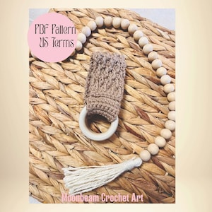 Crochet Tea Towel Holder Pattern, PDF Download, Easy Crochet Pattern, Tea Towel Holder with wooden rings