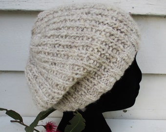 Handspun Textured  Slouchy Style Beanie - Hand Knitted in a Variety of Naturally Coloured Australian Handspun Pure Wool.