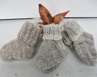 Handspun Baby Socks - Hand Knitted in a Soft Fawn Australian Handspun Pure Wool