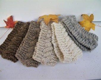 Handspun Headbands - Hand Knitted with a Central Cable in a Variety of Naturally Coloured  Australian Handspun Pure  Wool.