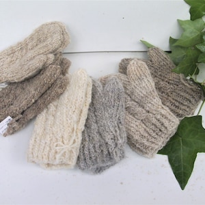 Child Wool Mitts  (Medium) -   Hand Knitted with a Central Cable Using a Variety of Naturally Coloured  Pure Australian Handspun Wool.