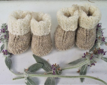 Handspun Baby  Booties - Hand Knitted in an "Ugg Style" using a  Variety of Naturally Coloured  Pure Australian Handspun Wool