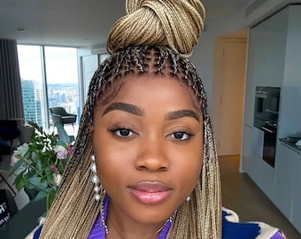 Handmade Knotless Braided Wig: Fulani Style, Baby Hair, 13x4 Lace Frontal