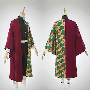 Anime Slayer Tomioka Giyuu Style Cosplay - Demon Hunter Uniform with Wig - Halloween Costume for Kids and Adults