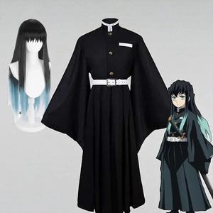 Anime Slayer Tokitou Muichirou Style Cosplay - Demon Hunter Uniform with Wig - Halloween Outfit for Kids and Adults